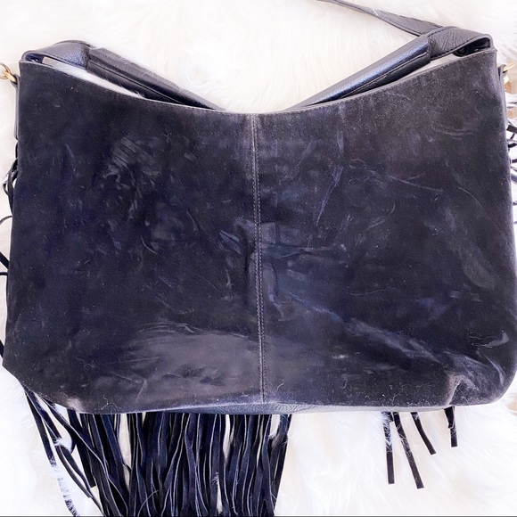 LD Black Faux Suede Fringe Crossbody Bag - Picture 11 of 17